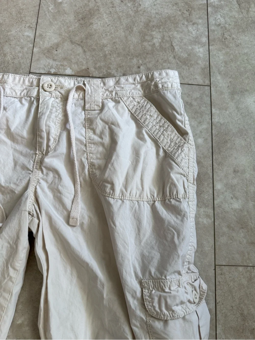 Women’s Cargo Capris - Light Beige Casual Shorts